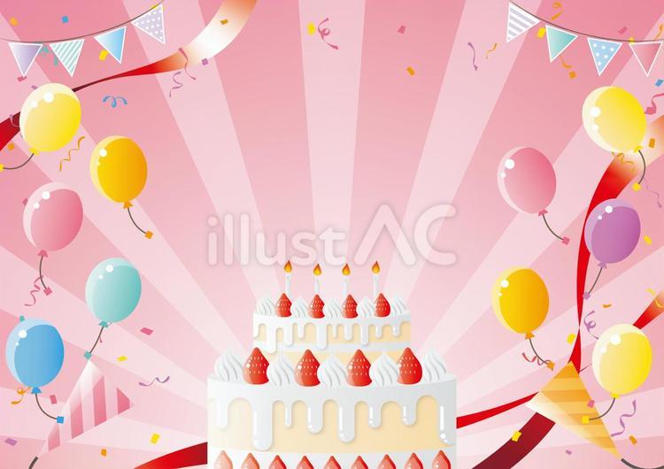 誕生日パーティーの背景素材 誕生日,ケーキ,いちごのイラスト素材