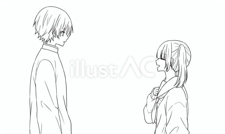 線画/男の子・女の子 線画,塗り絵,男の子のイラスト素材