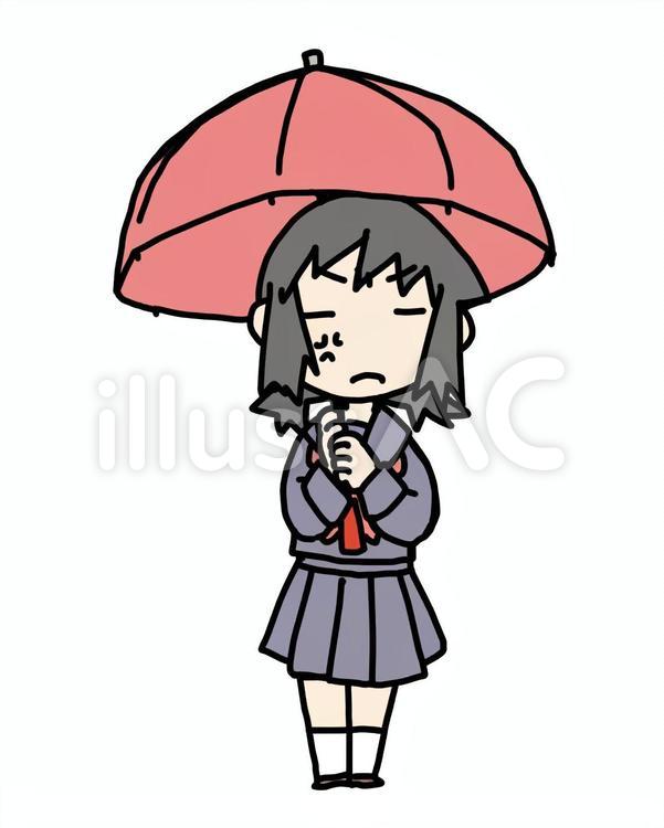 怒りながら傘をさす少女 傘,さす,怒りのイラスト素材