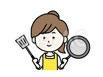 料理する女性