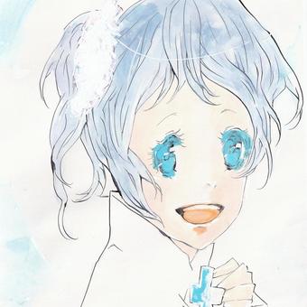 生きててね！ 美少女,人物,可愛い,手描き,水彩のイラスト素材