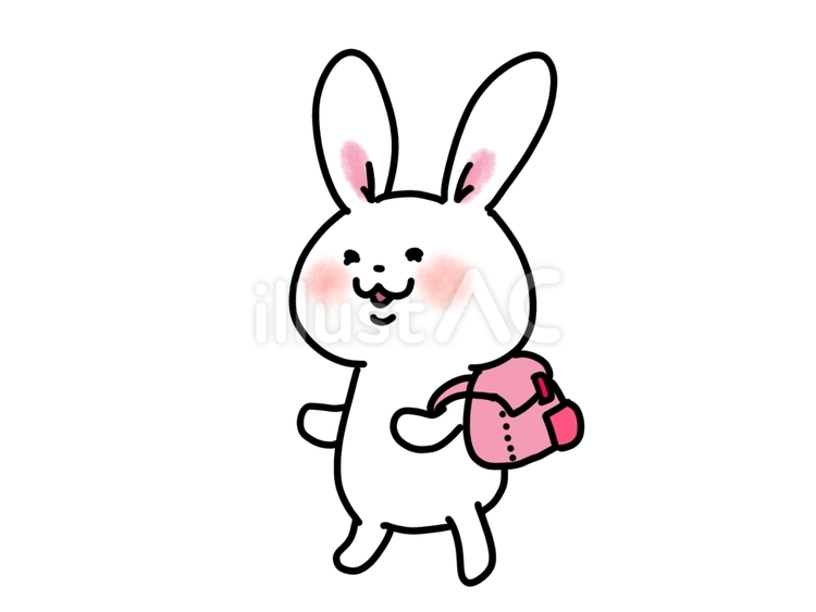 遠足に行くウサギさん うさぎ,遠足,リュックサックのイラスト素材