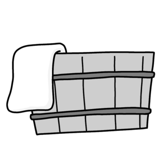 お風呂セット（白黒） お風呂,風呂,温泉,銭湯,洗面器,桶,垢すり,タオル,お風呂セット,持ち込みのイラスト素材