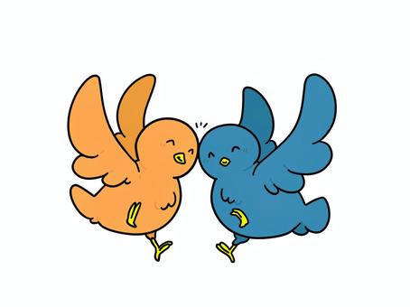 仲良し 鳥,動物,仲良し,ともだち,飛ぶ,寄り添うのイラスト素材