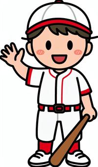 赤の野球の男子です。