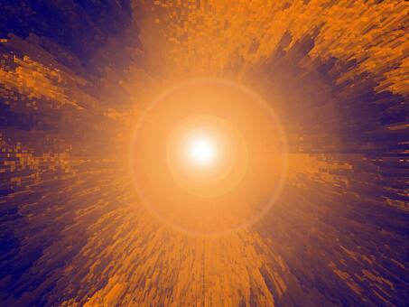 青紫とオレンジ色の輝く抽象背景 モザイク,オレンジ,橙色,青紫,紫,光,発光,サイバー調,ハレーション,立体的のイラスト素材