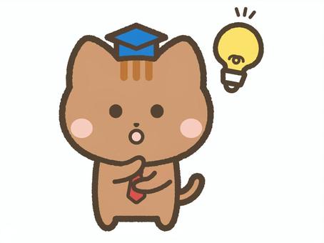 ひらめくねこ先生（茶トラ） ひらめく,猫,ねこ,ひらめき,アイディア,発見,気づく,ネコ,動物,ペットのイラスト素材