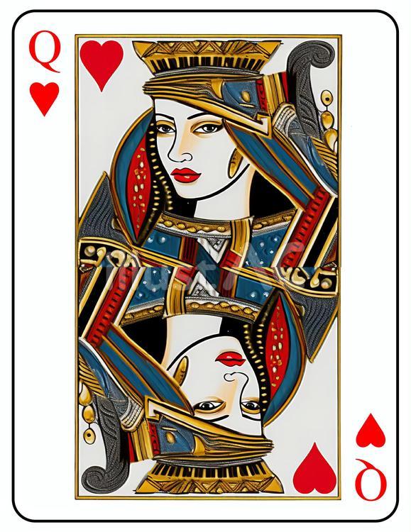 トランプ Queen トランプのクイーン76（ハート：双頭）イラスト - No: 24835668