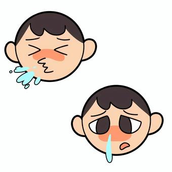 くしゃみ鼻水 くしゃみ,鼻水,風邪,体調不良,花粉,アレルギーのイラスト素材