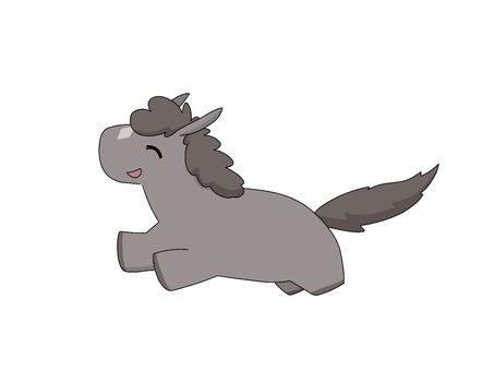 主役で張り切るお馬さんイラスト　黒　青毛