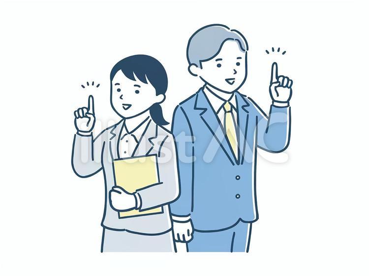 指差しポーズの新入社員 ビジネス,新入社員,男性のイラスト素材