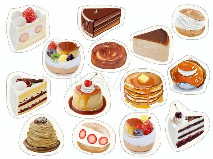 ケーキとスイーツのシール（2） ケーキ,スイーツ,シールのイラスト素材