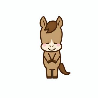 お辞儀をする馬 馬,午,笑顔,お辞儀,礼,動物,干支,十二支,キャラクター,かわいいのイラスト素材