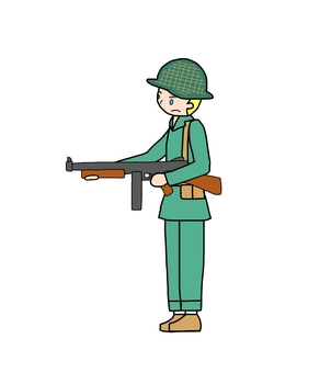 銃を構える米軍兵士 米兵,米軍,アメリカ兵,アメリカ軍,連合軍,兵士,太平洋戦争,第二次世界大戦,軍隊,戦争のイラスト素材