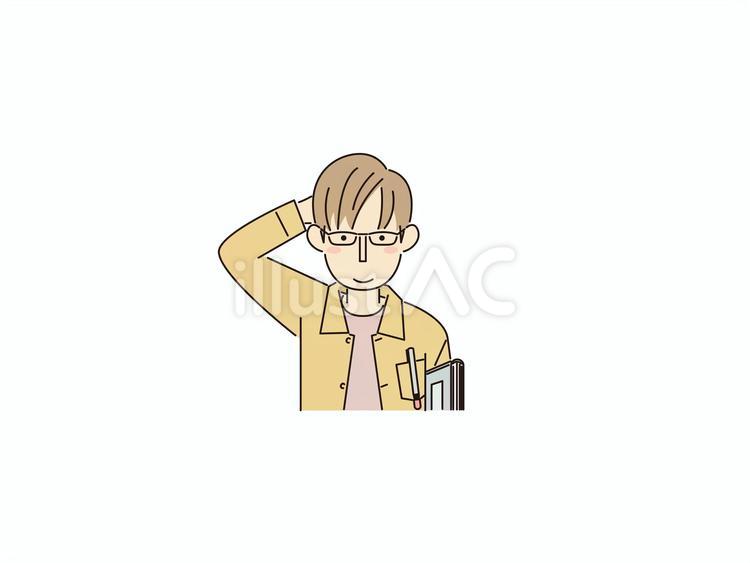 照れる男性教師 男性教師,恥ずかしい,赤面のイラスト素材