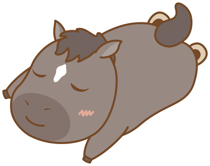 寝るウマ 馬,ホース,午,馬年,午年,キャラクター,寝る,干支,日本,シンプルのイラスト素材