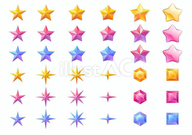 星とダイヤの素材セット 星,アイコン,ベクターのイラスト素材