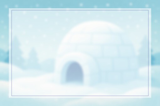 かまくら　フレーム　背景 雪景色,雪,チラシ,ポスター,フレーム,枠,広告,積もる,かまくら,雲のイラスト素材