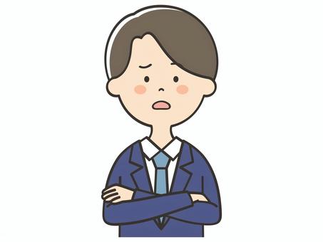 困った表情のスーツの男性 困った表情のスーツの男性 困る,不安,悩む,考える,男性,心配,不満,疑問,男,父のイラスト素材