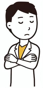  男性医師白衣(黄)-101-バスト 無視,医者,医師,男性,白衣,スクラブ,病院,医療,ドクターコート,先生のイラスト素材