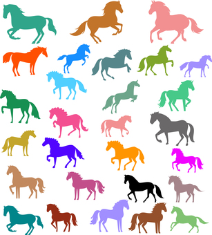 干支の午年の馬のさまざまなポーズ