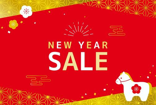 2026年 お正月SALEや初売りバナー 2026年 お正月SALEや初売りバナー 午年,馬,正月,セール,初売,バナー,バーゲン,1月,麻の葉,梅のイラスト素材