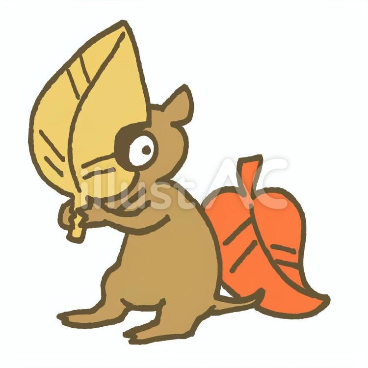 落ち葉と野ネズミ 秋,落ち葉,野ネズミのイラスト素材