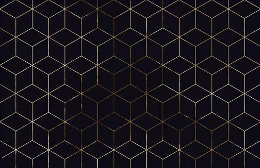 ゴールドとダークブルーの立方体柄 パターン,幾何学,六角形,ハニカム,キューブ,立方体,背景,壁紙,ゴールド,金のイラスト素材