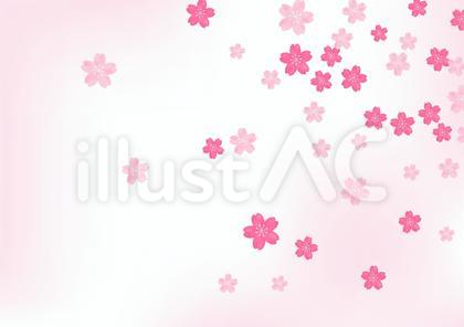 桜の花の散る春の和風フレーム背景2グラデ