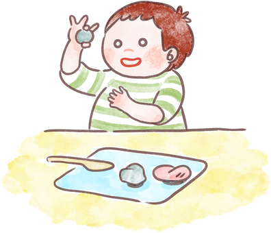 粘土遊びをする男の子 幼稚園児,室内遊び,粘土遊び,図工,男の子のイラスト素材