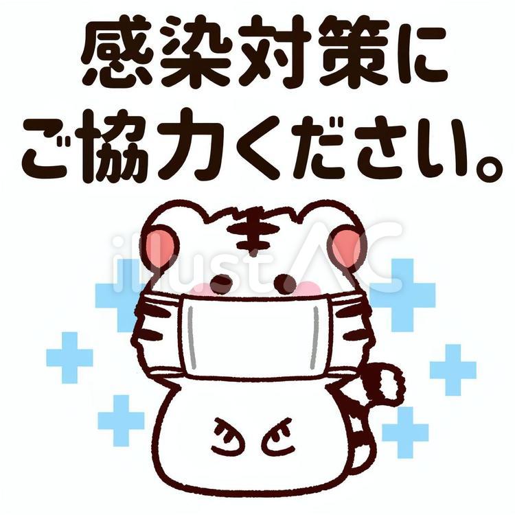 感染対策にご協力ください　寅 寅,マスク,虎のイラスト素材