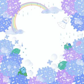 あじさいの可愛いフレーム あじさいの可愛いフレーム 紫陽花,梅雨,雨のイラスト素材