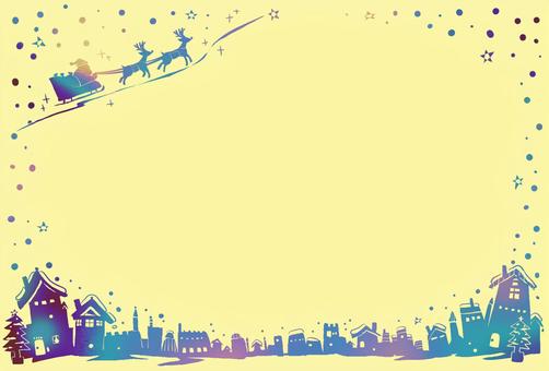 クリスマスタウン・ハッピーレトロ グラデーション,フレーム,枠,飾り枠,メッセージカード,ポストカード,カード,レトロ,囲み枠,素材のイラスト素材