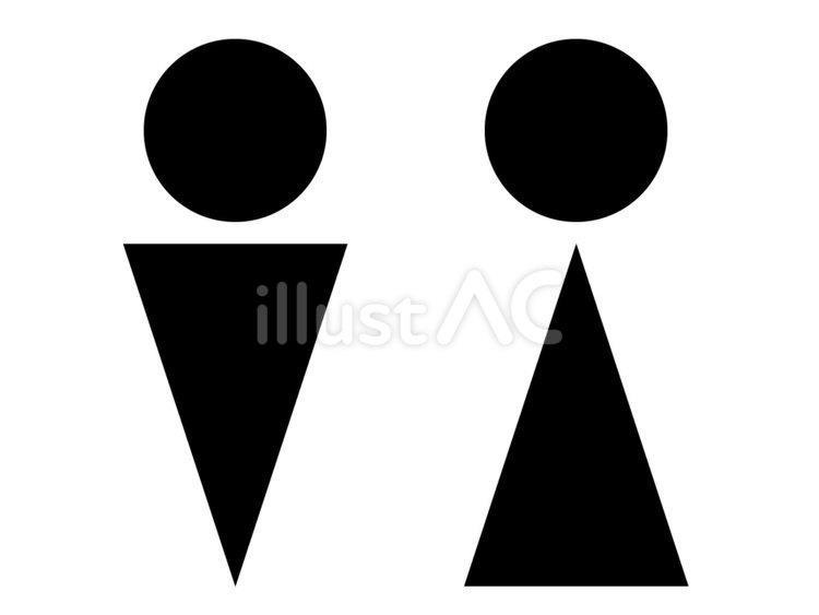 男女のシルエットアイコン（トイレマーク） 男女,シルエット,アイコンのイラスト素材