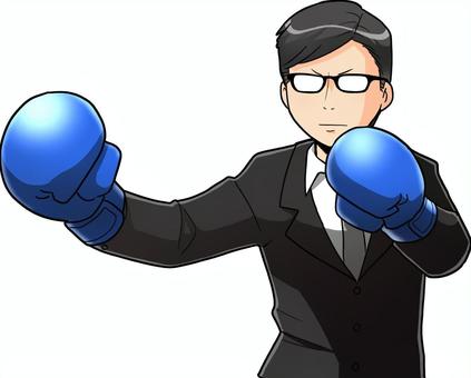 ボクシングサラリーマン 構える 人物,男性,サラリーマン,会社員,社員,ボクシング,ボクサー,スポーツ,ビジネス,スーツのイラスト素材