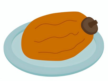 皿に乗った干し柿 干し柿,柿,ドライフルーツ,丸ごと,果物,秋,旬,フルーツ,食べ物,白背景のイラスト素材
