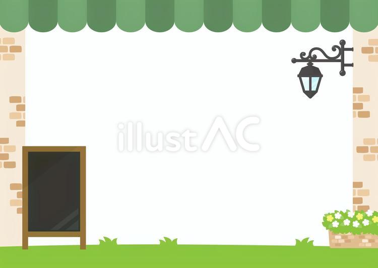 カフェ風テント屋根のフレーム08 カフェ,背景,フレームのイラスト素材