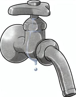 水漏れする水栓金具081002 水栓金具,金具,蛇口,生活,道具,水まわり,トラブル,修理,故障,水漏れのイラスト素材
