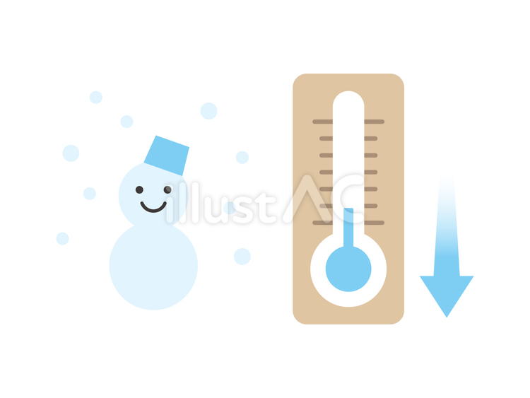 気温下降の温度計 温度計,湿度計,気温のイラスト素材