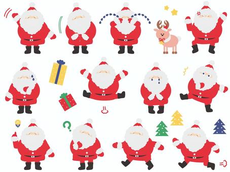 サンタクロースの感情表現イラストセット サンタクロース,クリスマス,感情,ポーズ,笑顔,喜び,怒り,困る,驚き,アイデアのイラスト素材