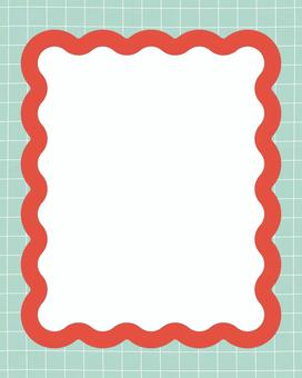 なみなみうねうねフレーム緑 フレーム,枠,飾り,うねうね,なみなみ,韓国風,淡色,パステルカラー,チェック柄,柄のイラスト素材