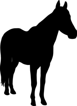 馬の立ち姿シルエット黒 馬,うま,動物,サラブレット,競馬,乗馬,午年,年賀状,競走馬,種馬のイラスト素材