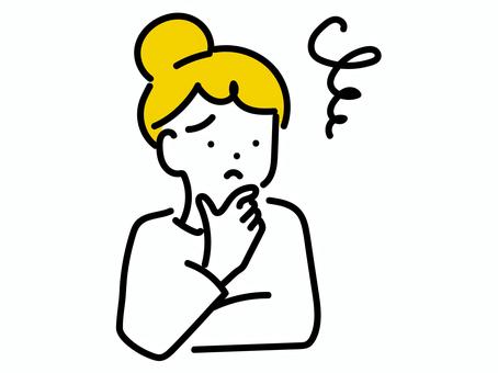 もやもやして悩んでいる女性 悩む,もやもや,女性,おだんご,主婦,お母さん,考える,迷う,不安,不満のイラスト素材