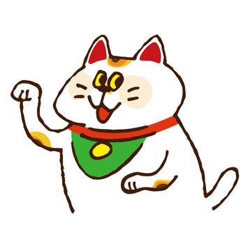 Illustration, cat, lucky cat, right hand, 