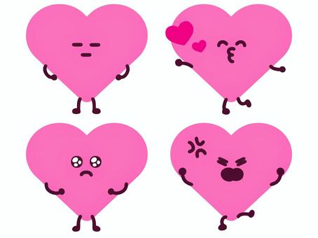 ハートくん03 ハート,キャラクター,かわいい,表情,気持ち,顔,怒る,キス,ぴえんのイラスト素材