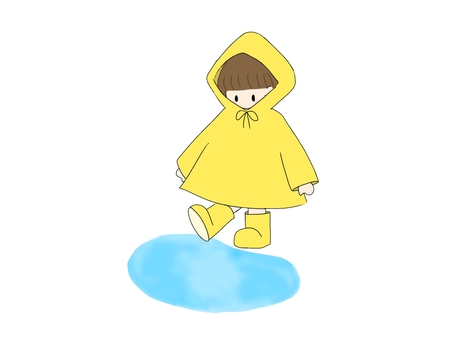 かっぱを着た女の子 かっぱを着た女の子 てがき,女の子,梅雨のイラスト素材