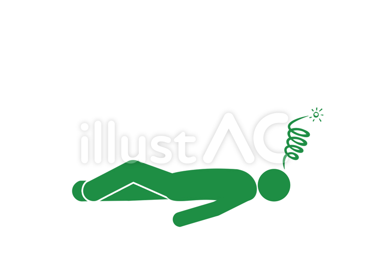 倒れて意識不明になった人（緑） 体調不良,病気,人事不省のイラスト素材
