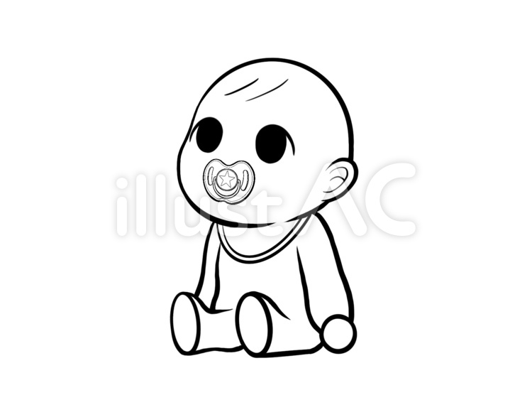 おしゃぶりをしている赤ちゃん おしゃぶり,赤ちゃん,お座りのイラスト素材