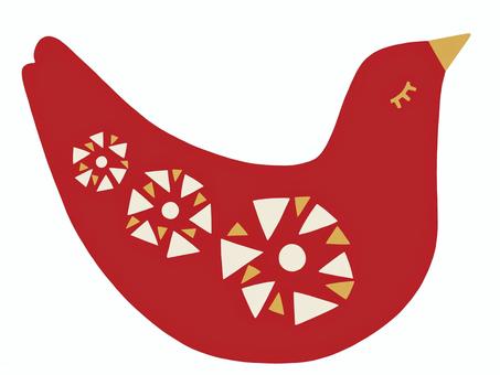 目を閉じた赤い鳥 鳥,クリスマス,かわいい,アイコン,シンプル,模様,柄,三角,花,花火のイラスト素材