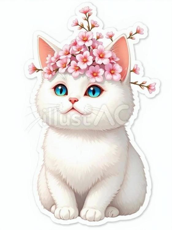 ねこと桜02 ねこ,かわいい,ラブのイラスト素材